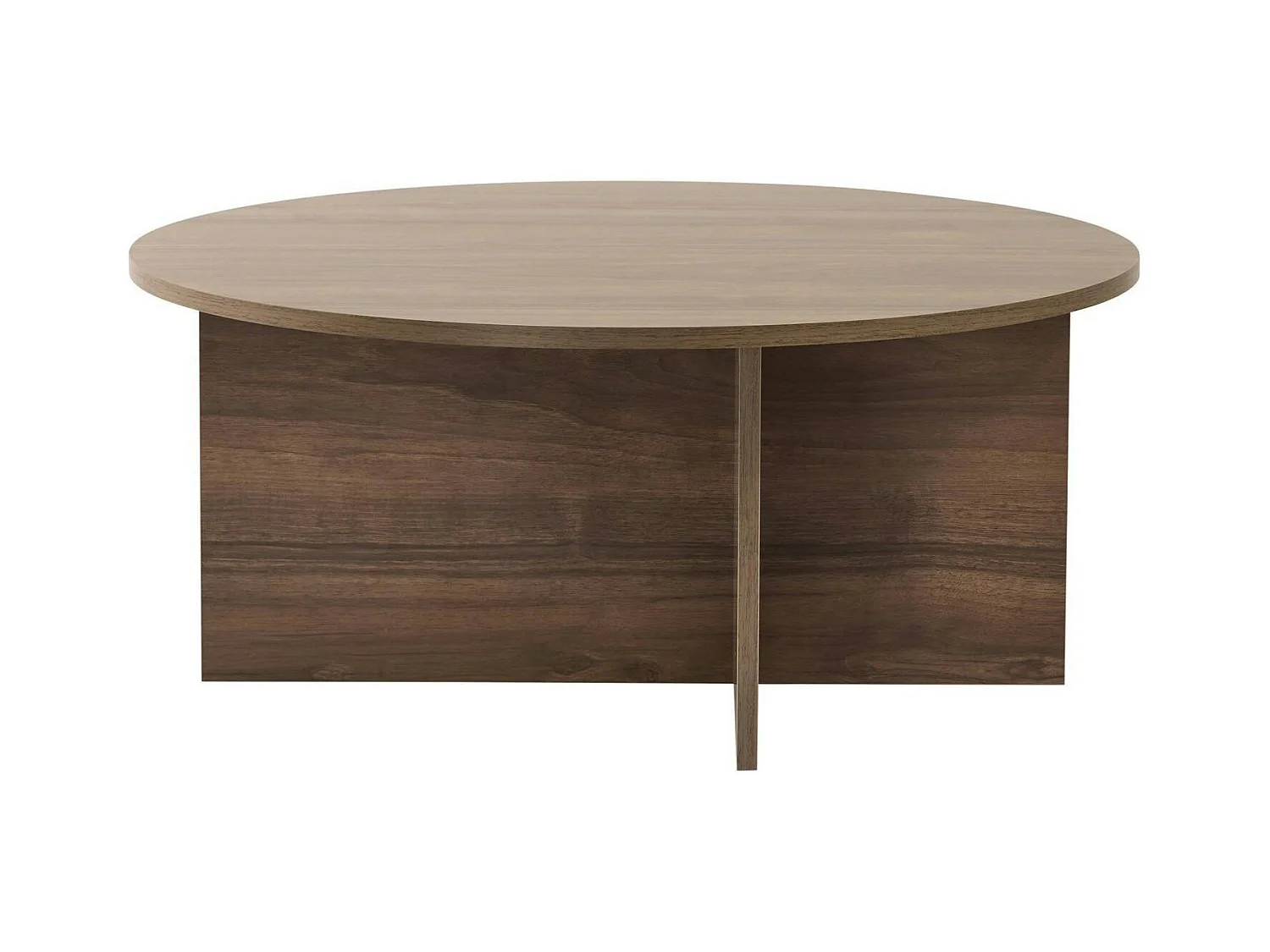 Table basse ronde minimaliste - effet bois de noyer MARFA