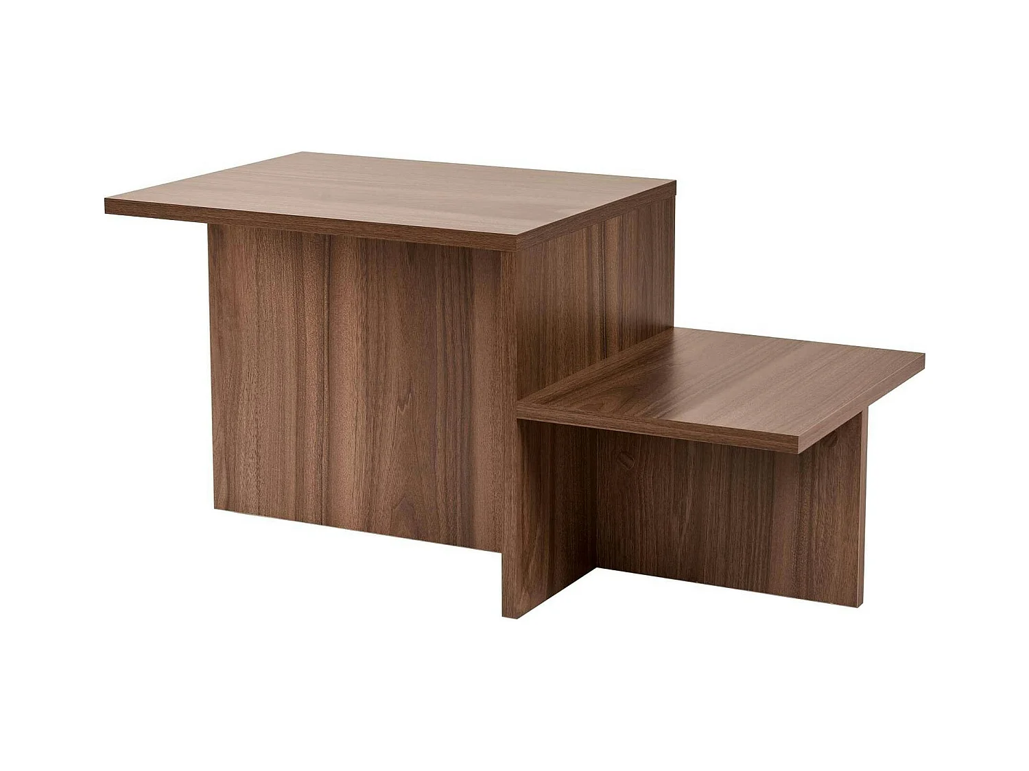 Table basse moderne effet bois de noyer - 2 niveaux MARFA