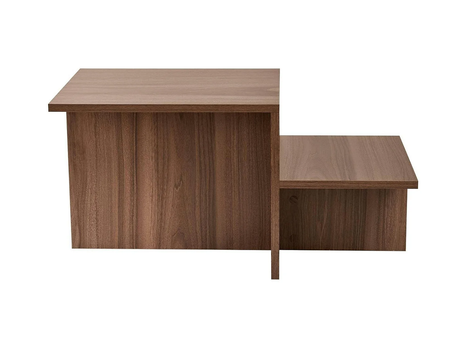 Table basse moderne effet bois de noyer - 2 niveaux MARFA