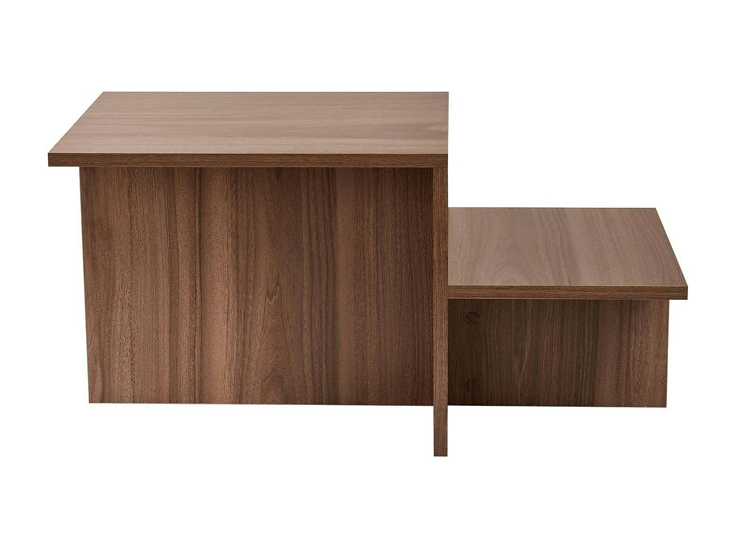 Table basse moderne effet bois de noyer - 2 niveaux MARFA