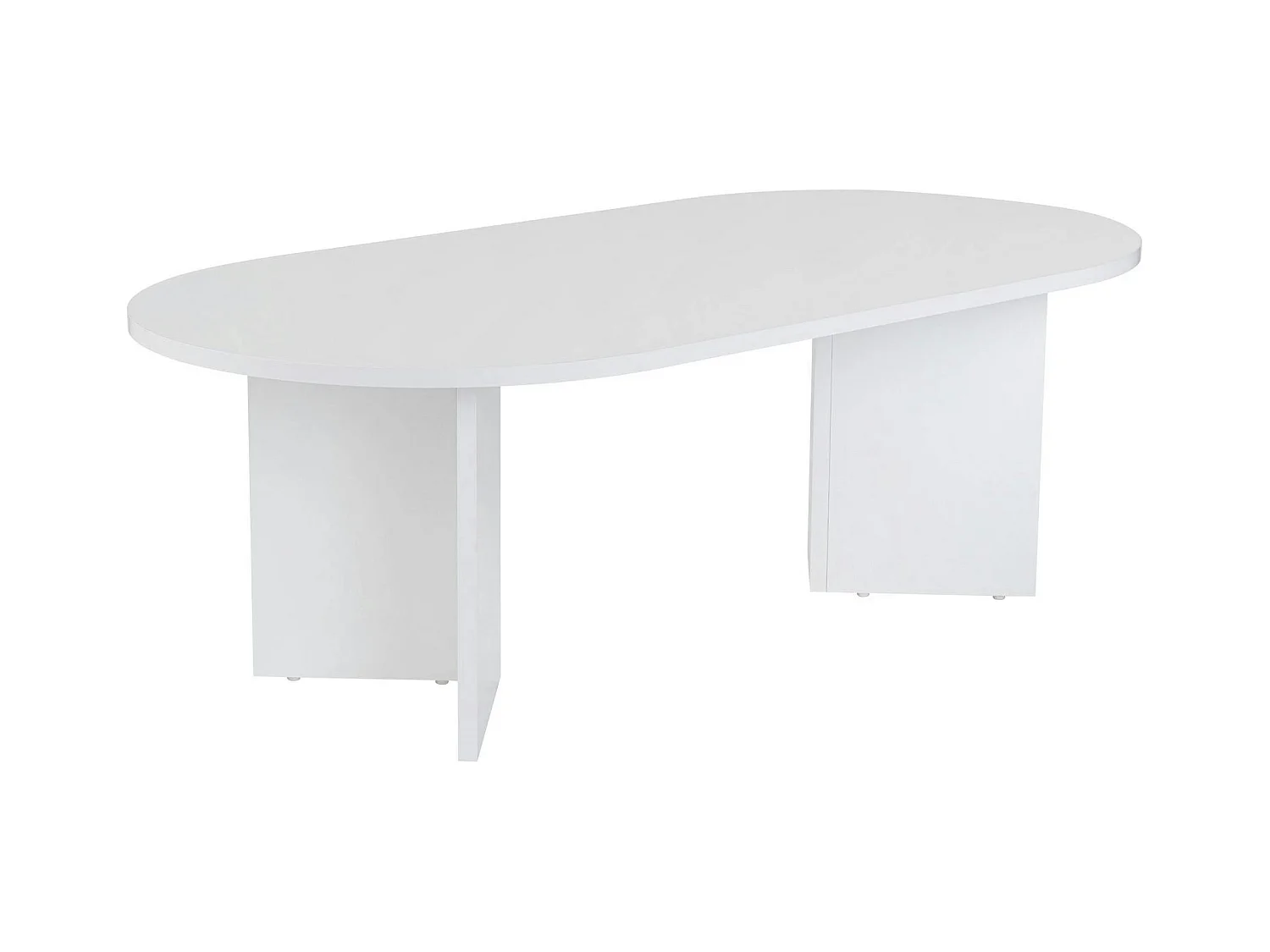 Table basse ovale blanche effet laque - pieds en V MARFA