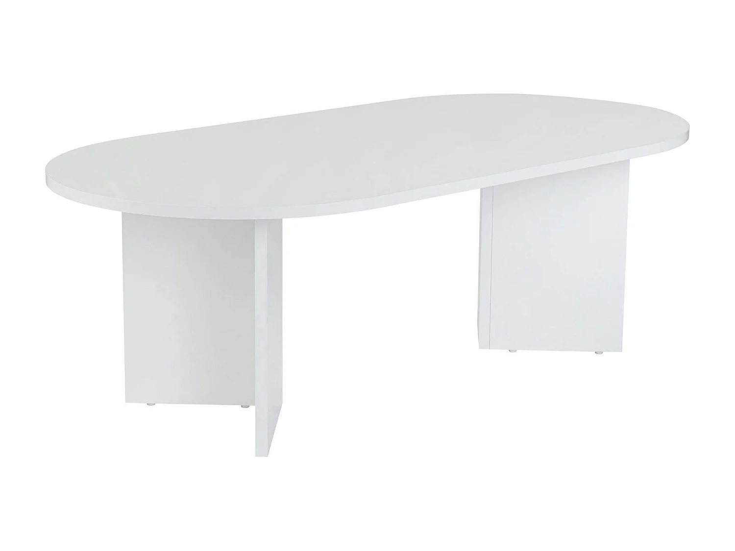 Table basse ovale blanche effet laque - pieds en V MARFA