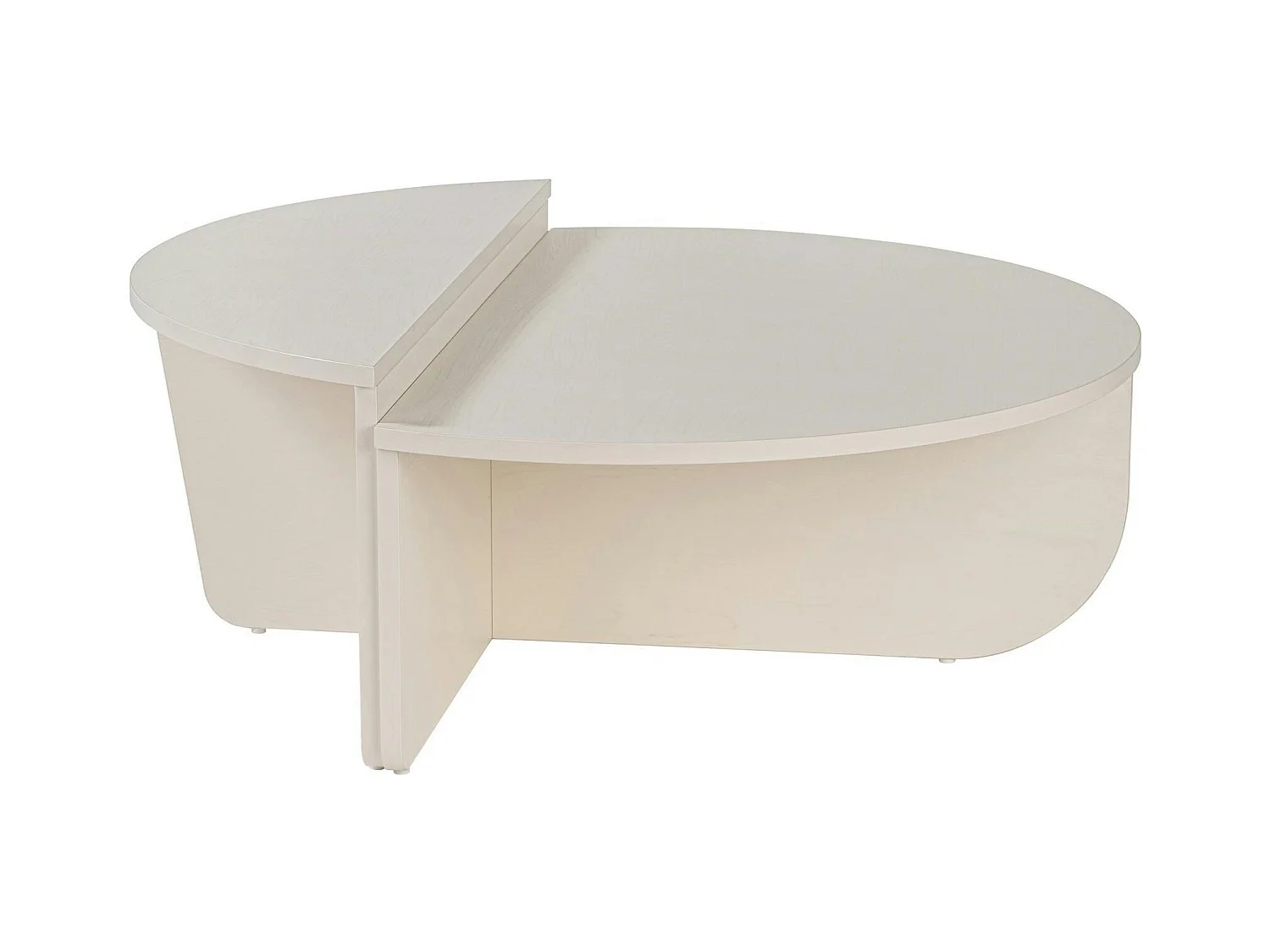 Table basse moderne blanche effet bois - 2 hauteurs MARFA