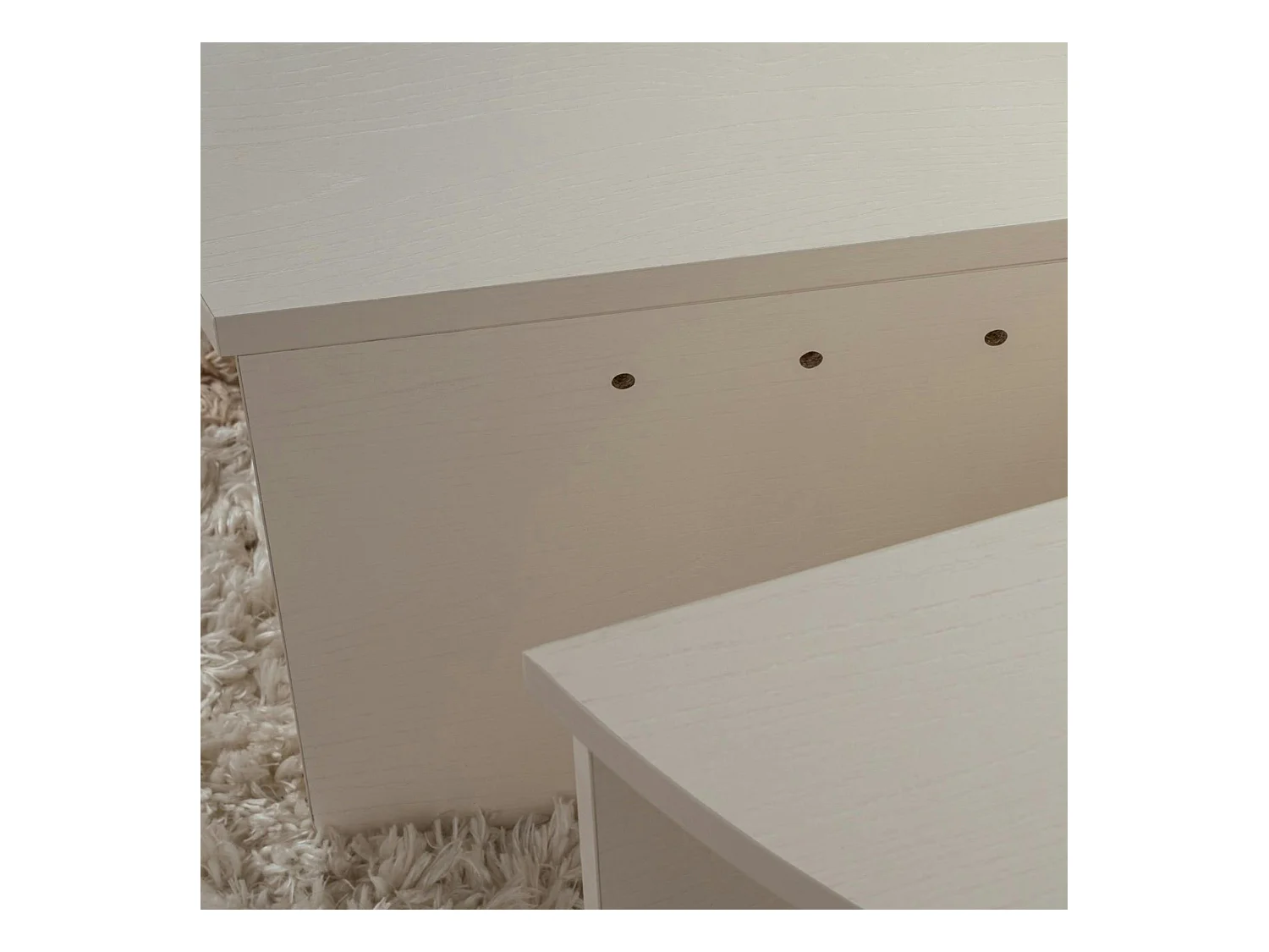 Table basse moderne blanche effet bois - 2 hauteurs MARFA