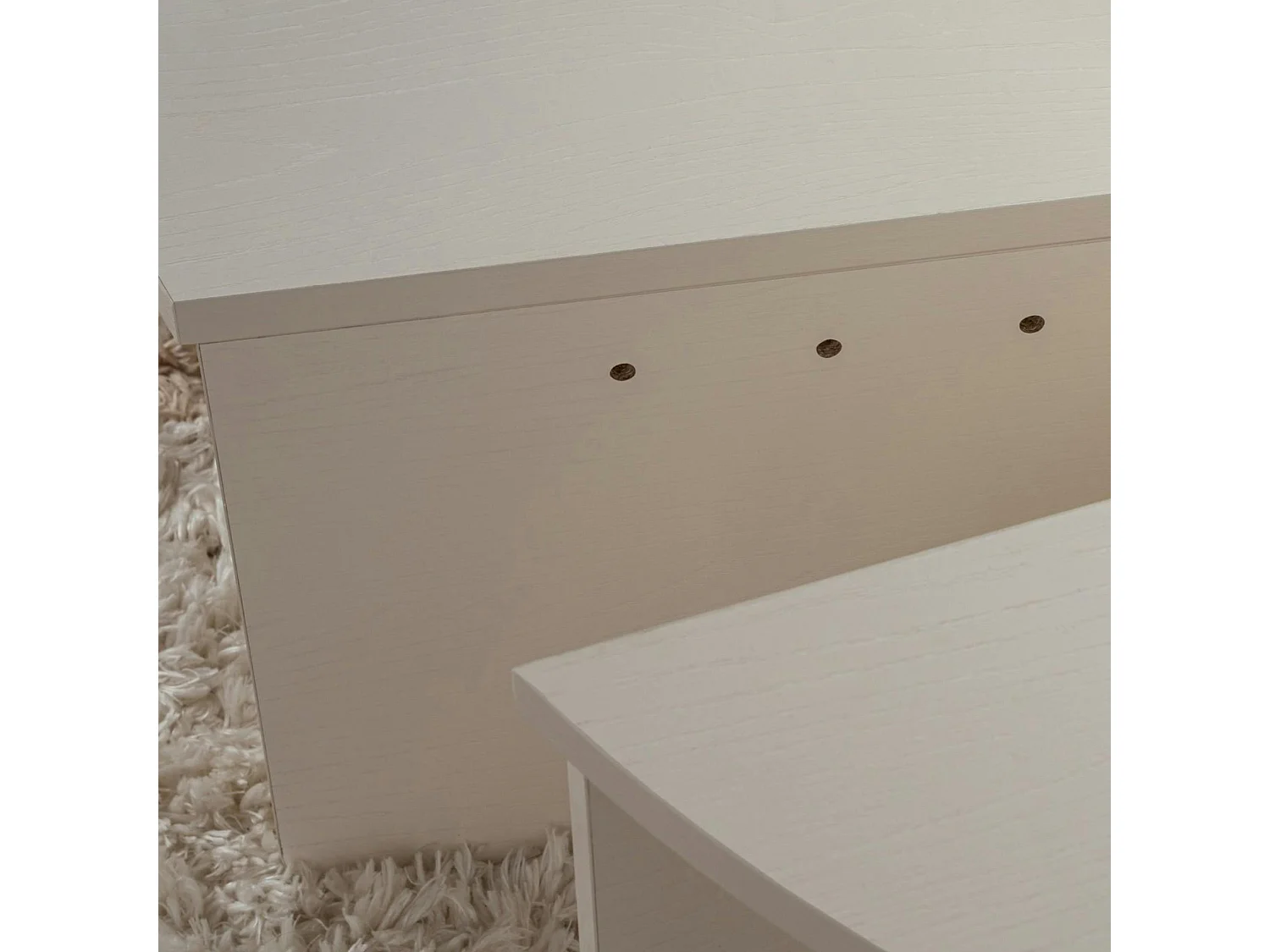 Table basse moderne blanche effet bois - 2 hauteurs MARFA