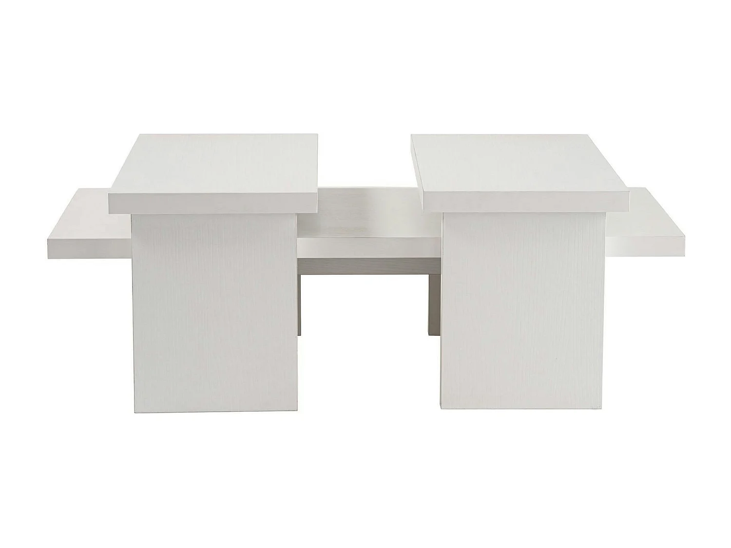 Table basse gigogne design – effet bois blanc (3 pièces) MARFA