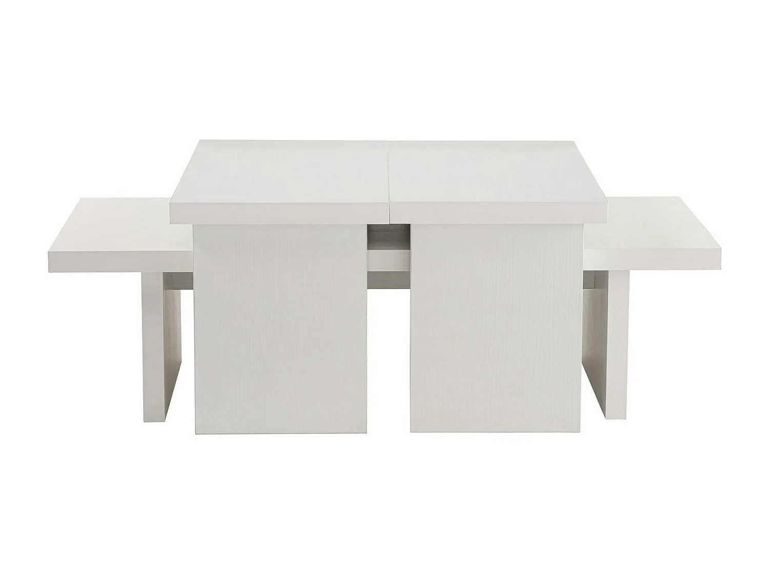 Table basse gigogne design – effet bois blanc (3 pièces) MARFA