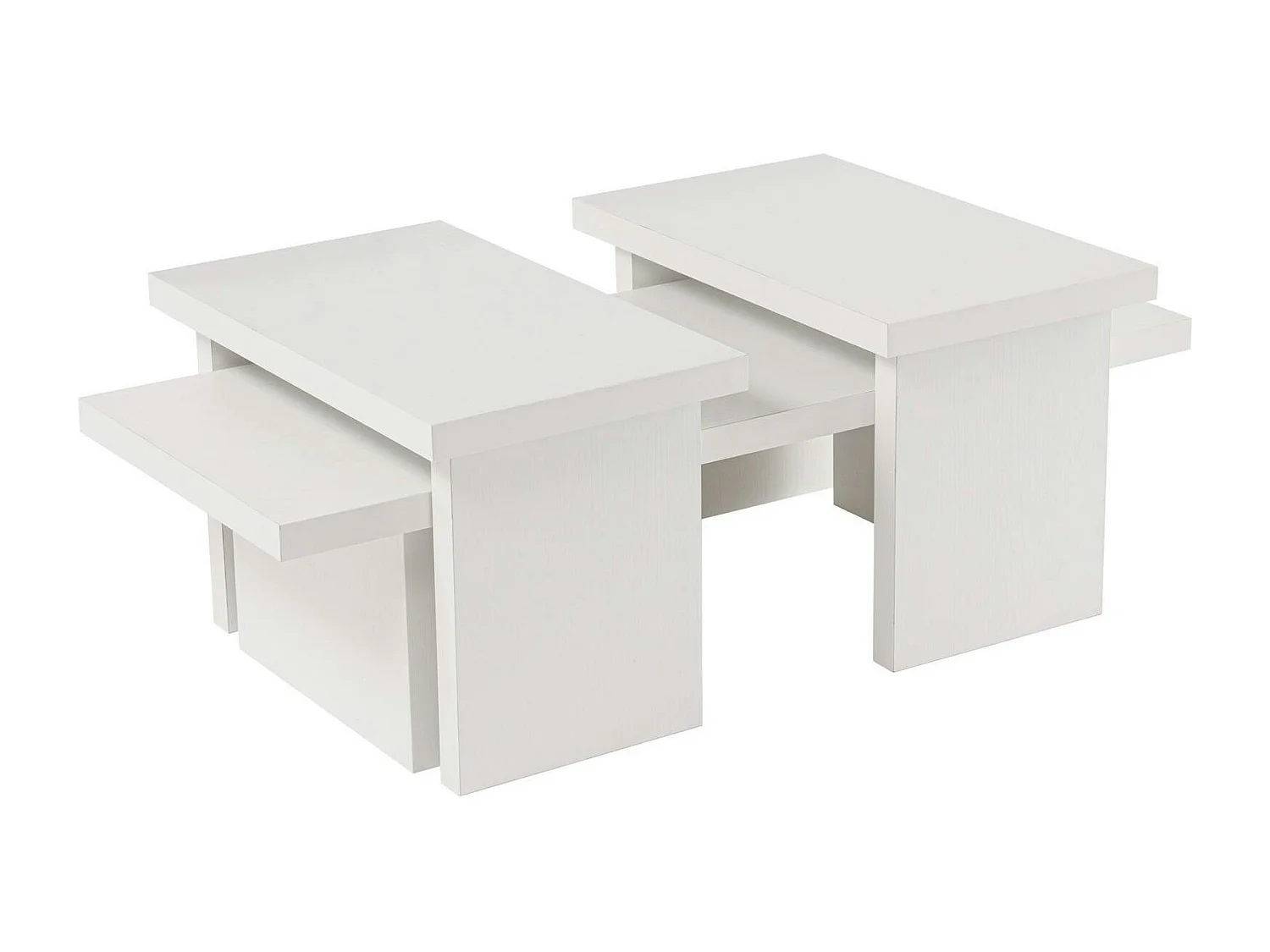 Table basse gigogne design – effet bois blanc (3 pièces) MARFA