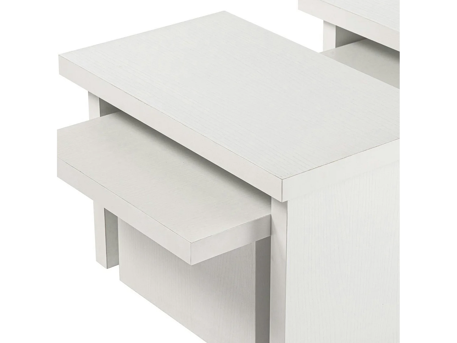 Table basse gigogne design – effet bois blanc (3 pièces) MARFA
