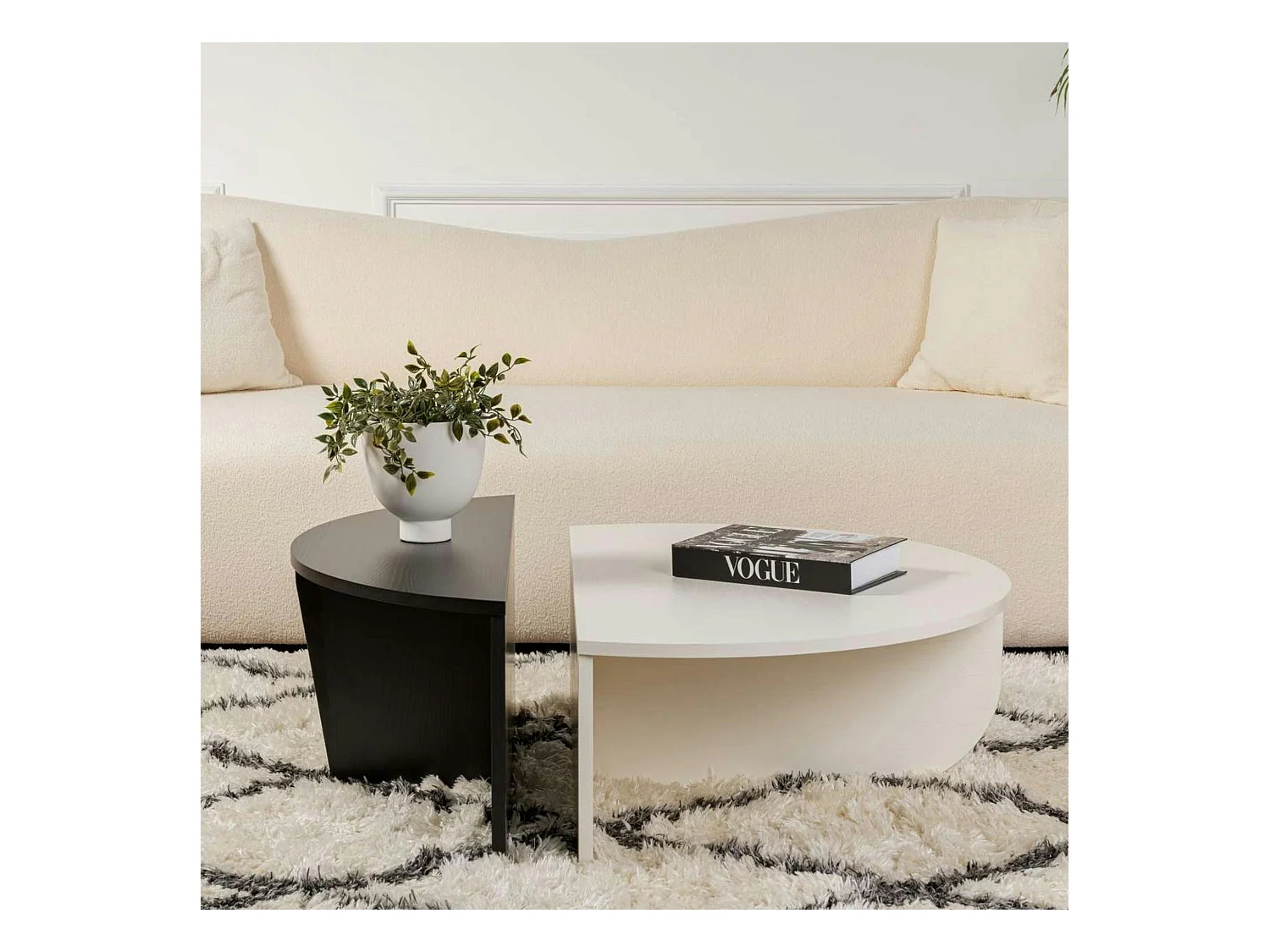 Table basse moderne noire & blanche - 2 hauteurs MARFA