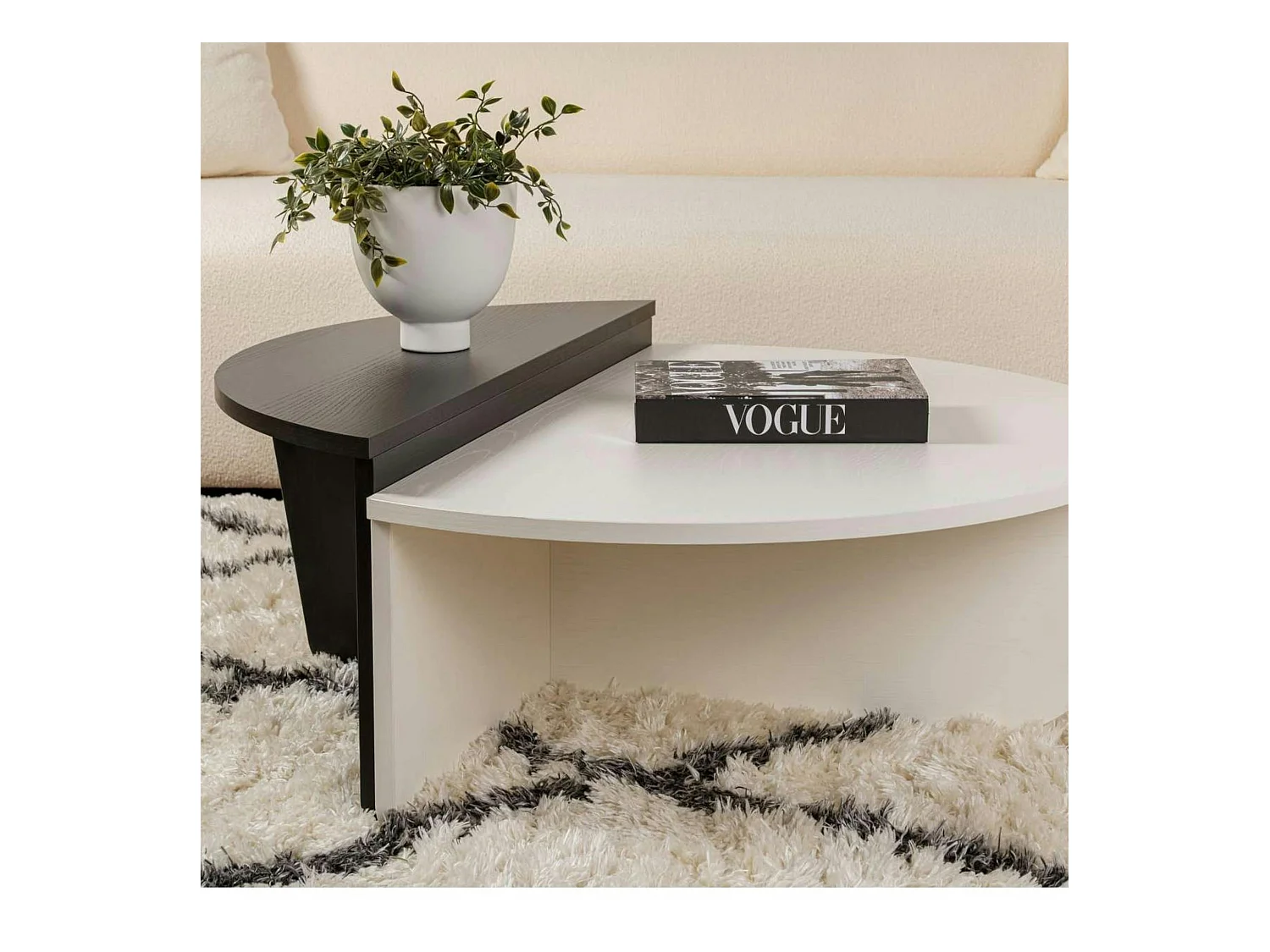 Table basse moderne noire & blanche - 2 hauteurs MARFA