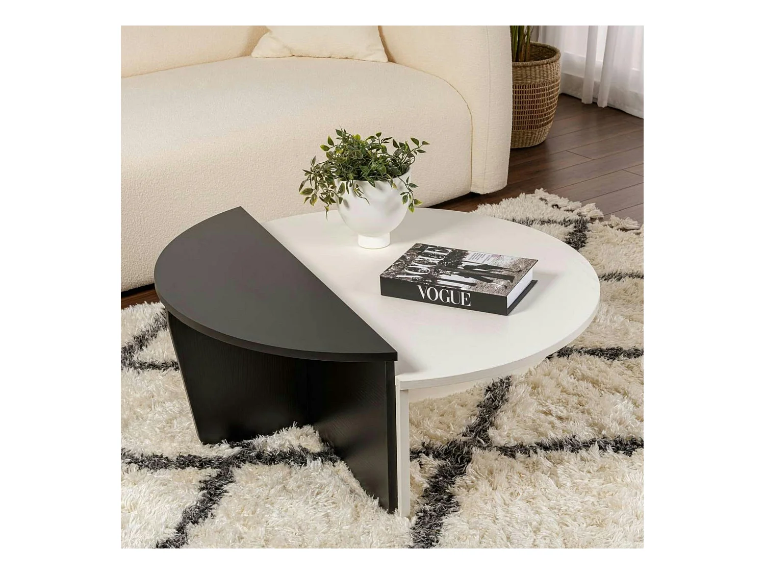 Table basse moderne noire & blanche - 2 hauteurs MARFA