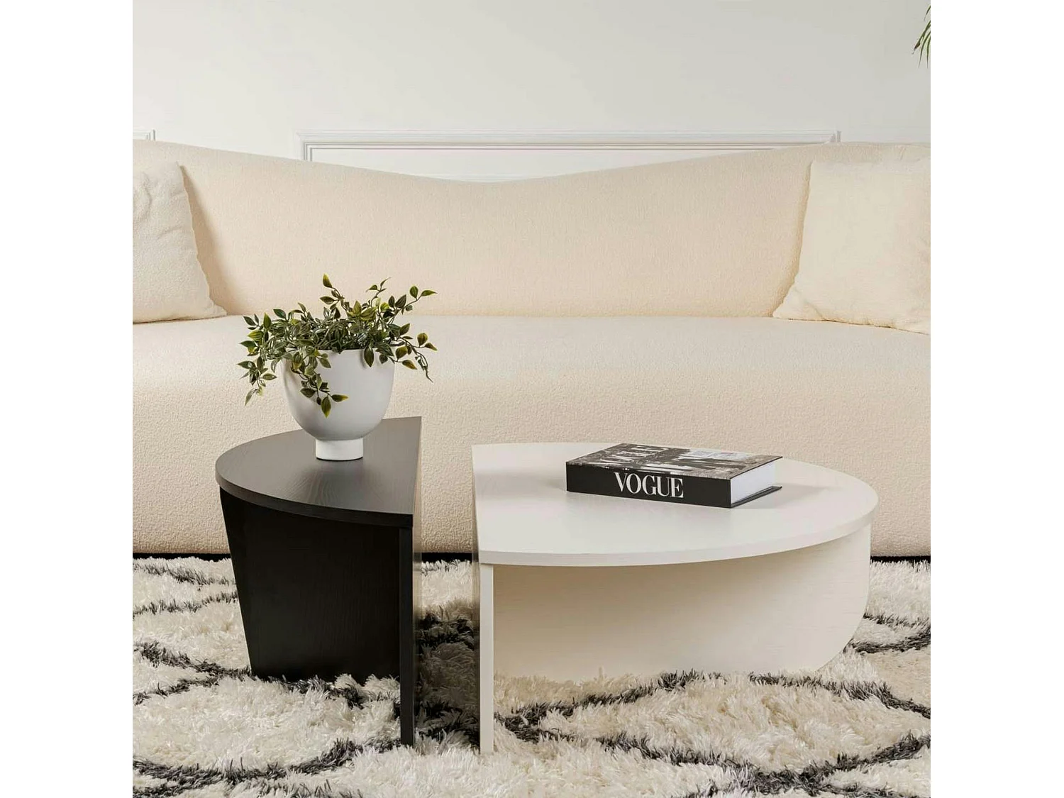 Table basse moderne noire & blanche - 2 hauteurs MARFA