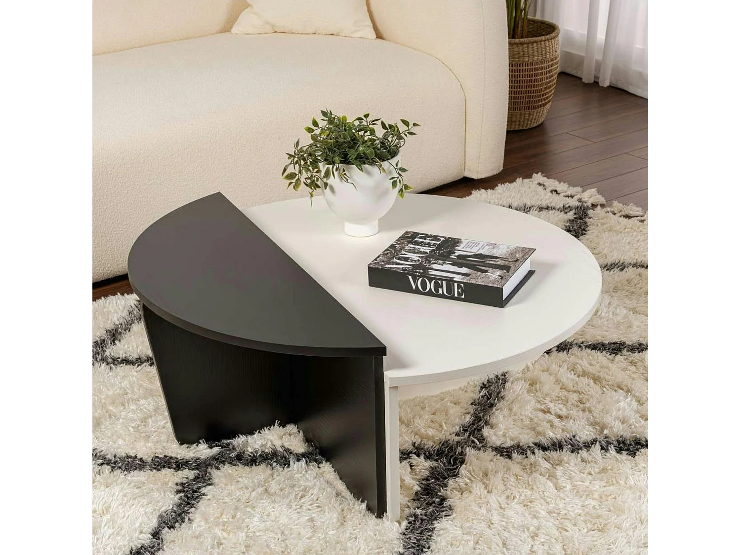Table basse moderne noire & blanche - 2 hauteurs MARFA