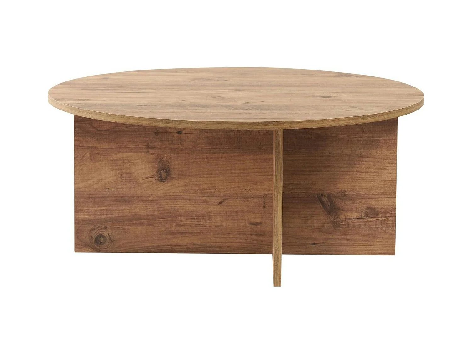 Table basse ronde minimaliste - effet bois de pin MARFA