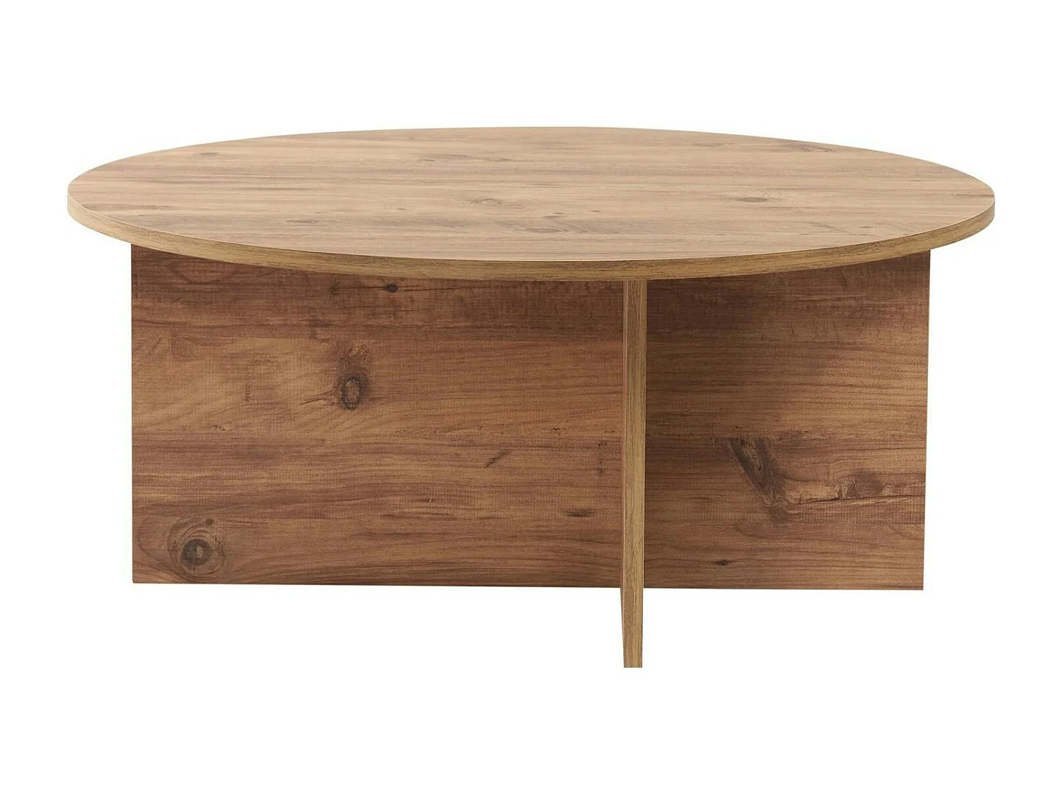 Table basse ronde minimaliste - effet bois de pin MARFA