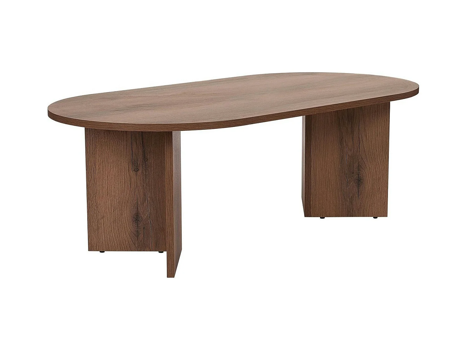 Table basse ovale effet noyer foncé - pieds en V MARFA