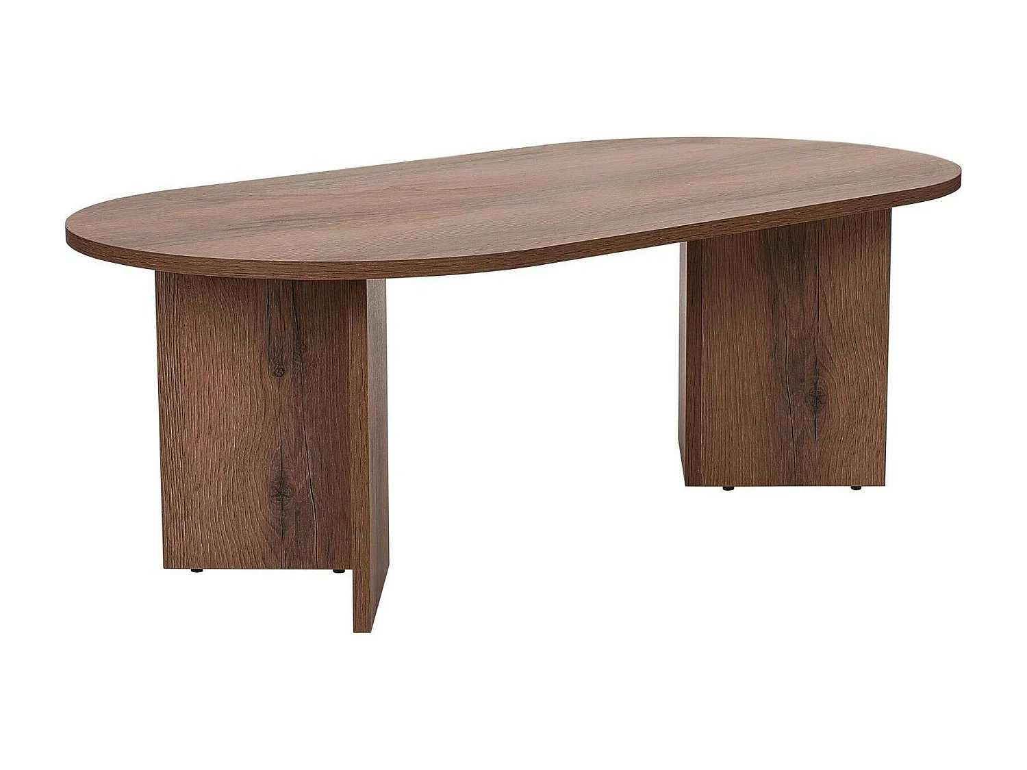 Table basse ovale effet noyer foncé - pieds en V MARFA