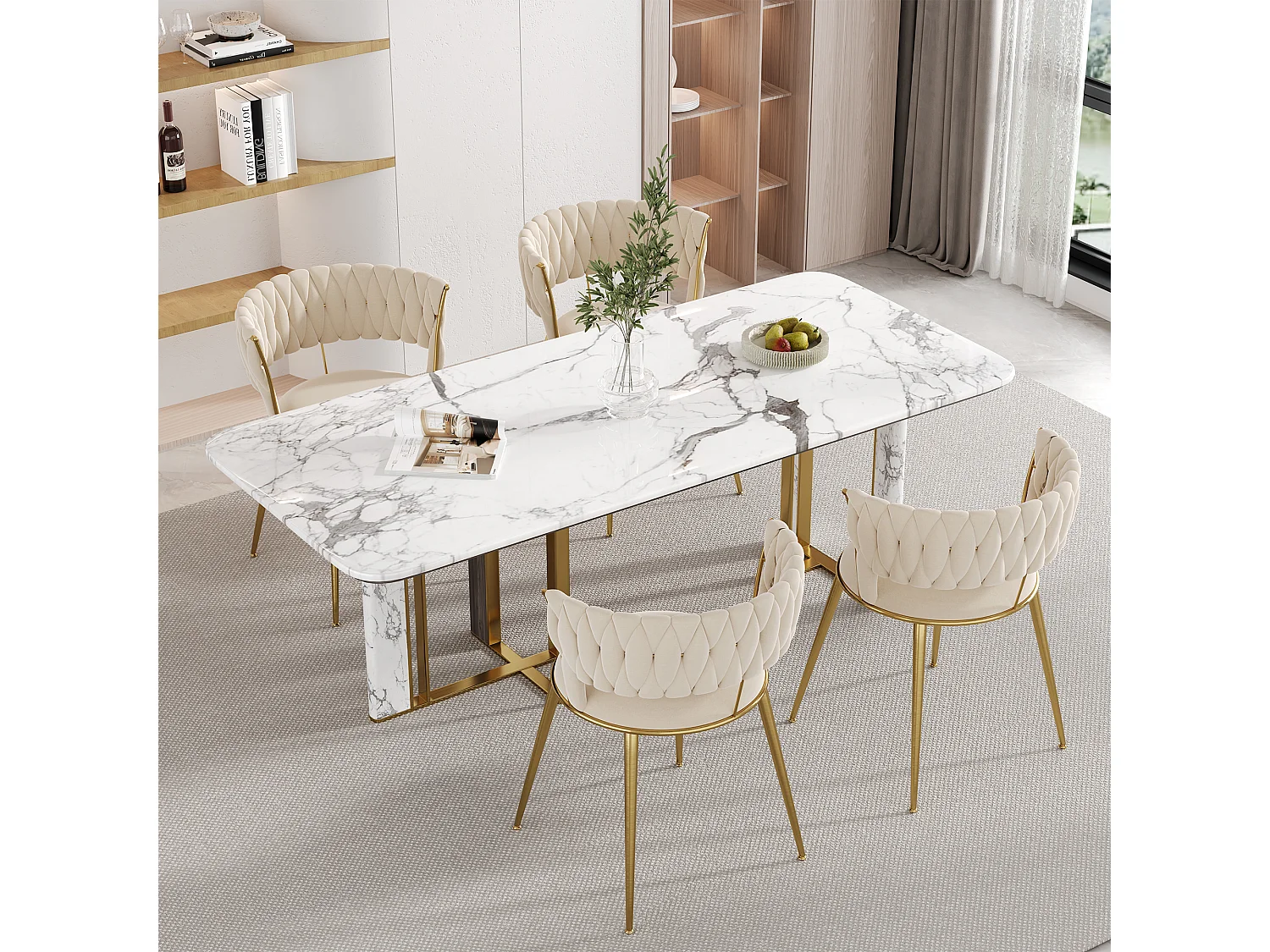 Ensemble de Chaises de Salle à Manger, 2 Pièces, Design Moderne, Velours, Couleur Ivoire (57x55x70 cm)