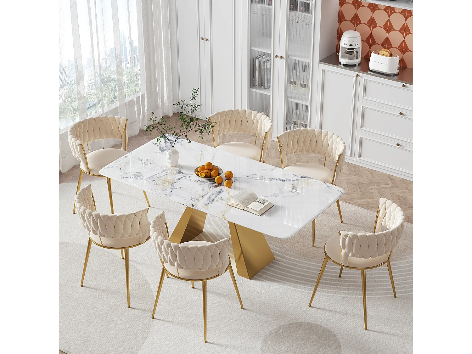 Ensemble de Chaises de Salle à Manger, 2 Pièces, Design Moderne, Velours, Couleur Ivoire (57x55x70 cm)