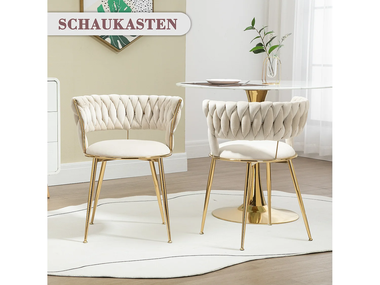 Ensemble de Chaises de Salle à Manger, 2 Pièces, Design Moderne, Velours, Couleur Ivoire (57x55x70 cm)