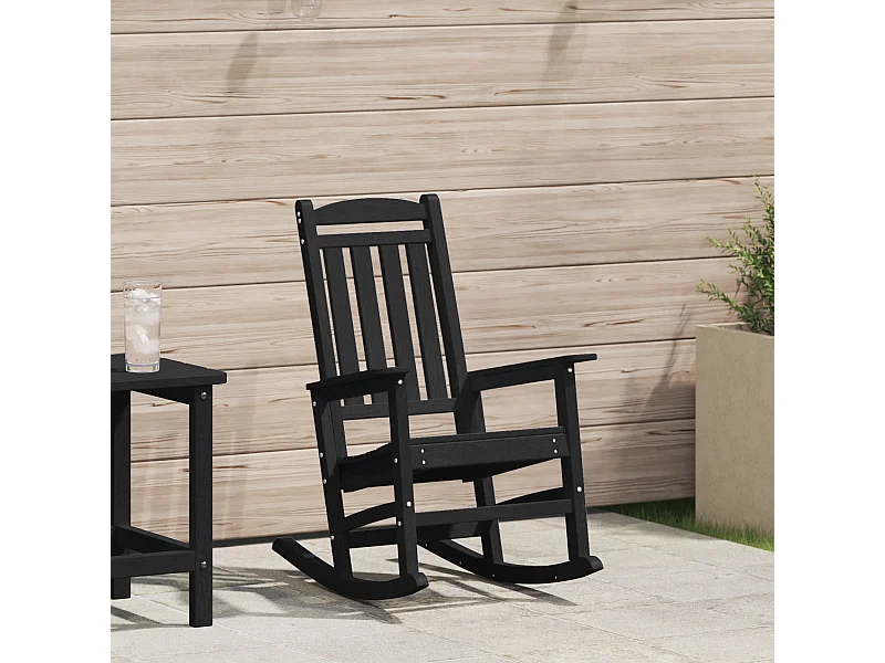 Mecedora de jardín negra 70x92x108 cm HDPE