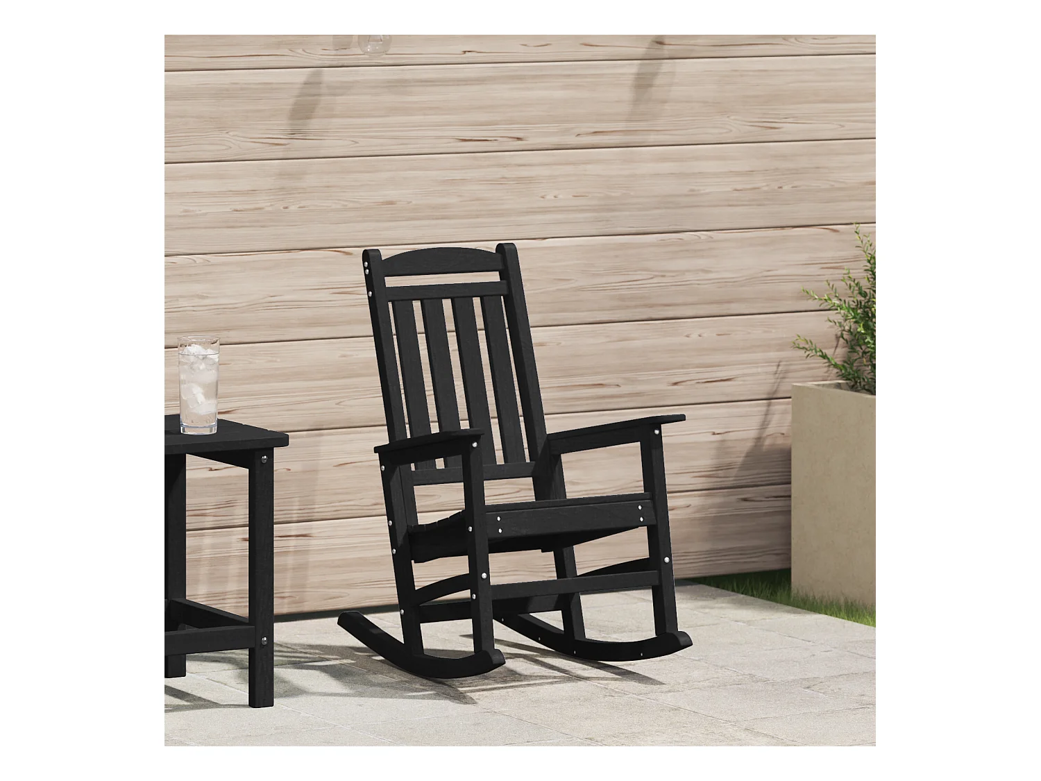 Zwarte tuinschommelstoel 70x92x108 cm HDPE