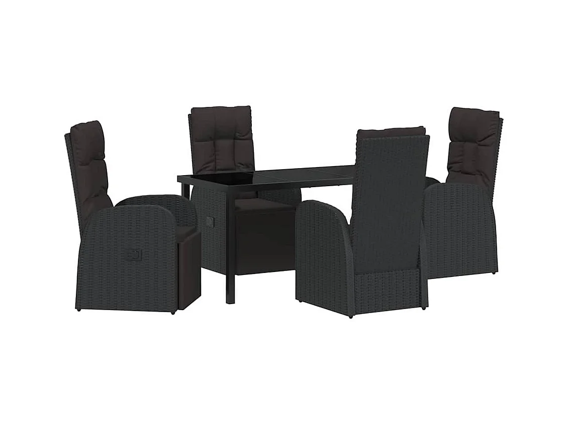 Set da giardino 5 pezzi con cuscini - Polyrattan nero