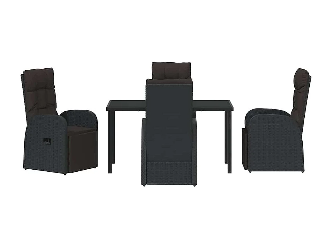 Set da giardino 5 pezzi con cuscini - Polyrattan nero