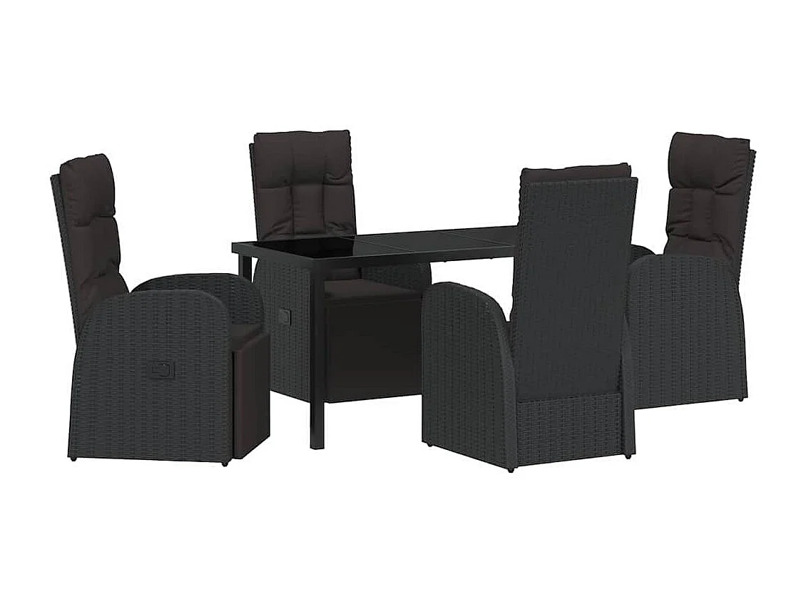 Set da giardino 5 pezzi con cuscini - Polyrattan nero
