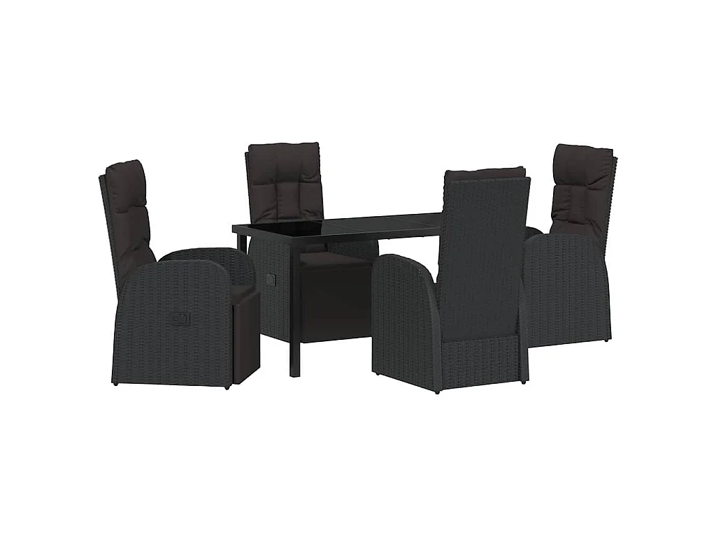 Set da giardino 5 pezzi con cuscini - Polyrattan nero