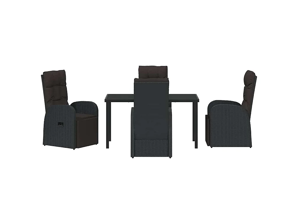 Set da giardino 5 pezzi con cuscini - Polyrattan nero