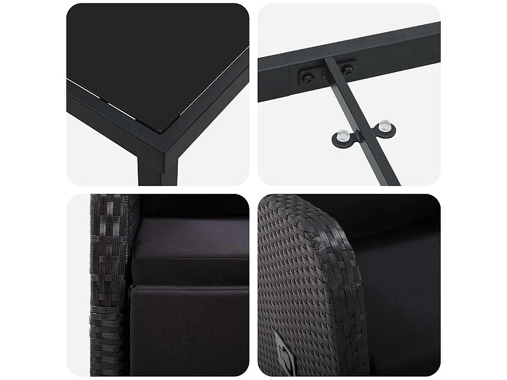 Set da giardino 5 pezzi con cuscini - Polyrattan nero