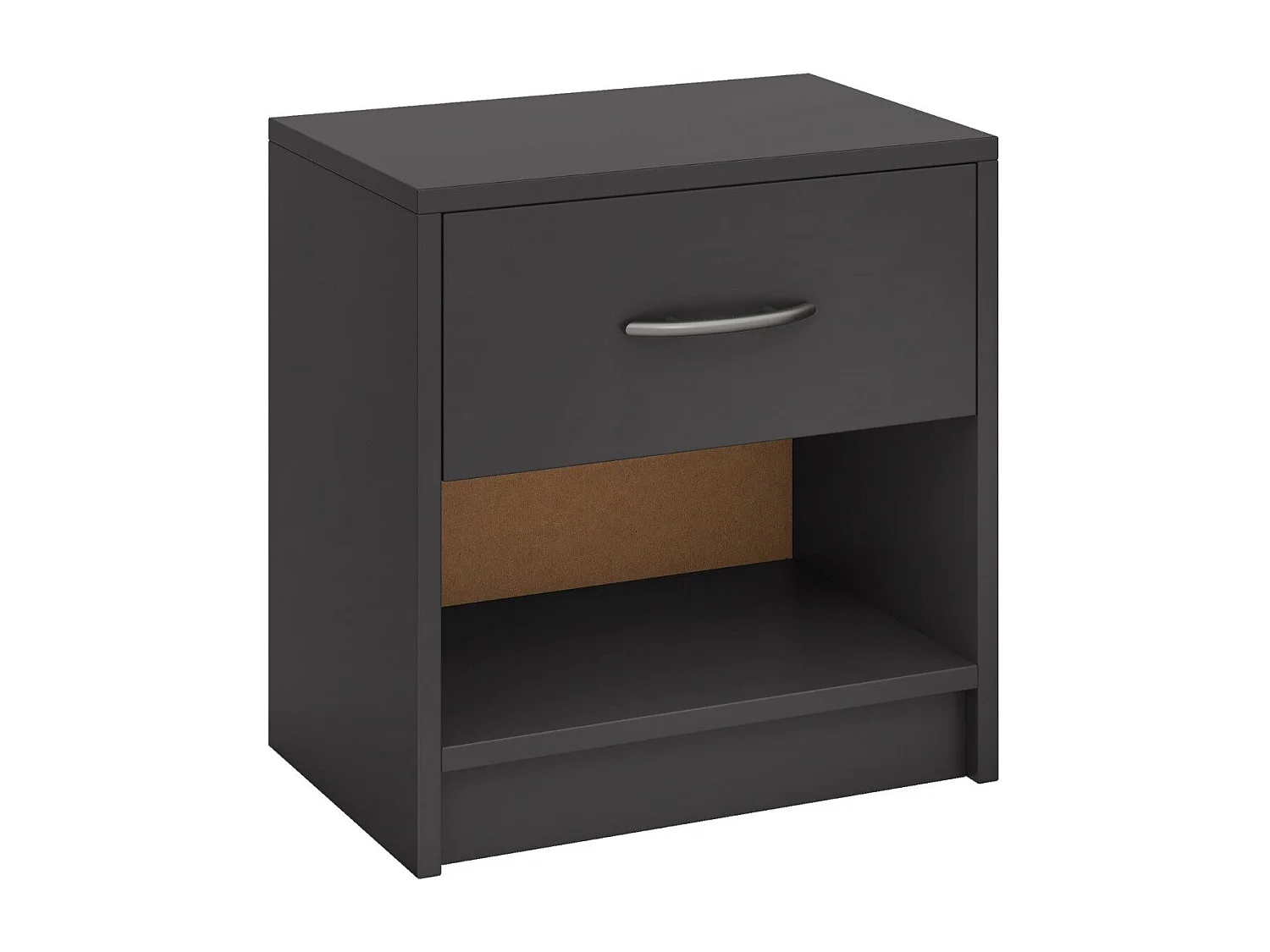 Comodino con cassetto ripiano apertoper soggiorno camera da letto, Tavolino da notte compatto per piccoli spazi Grigio scuro