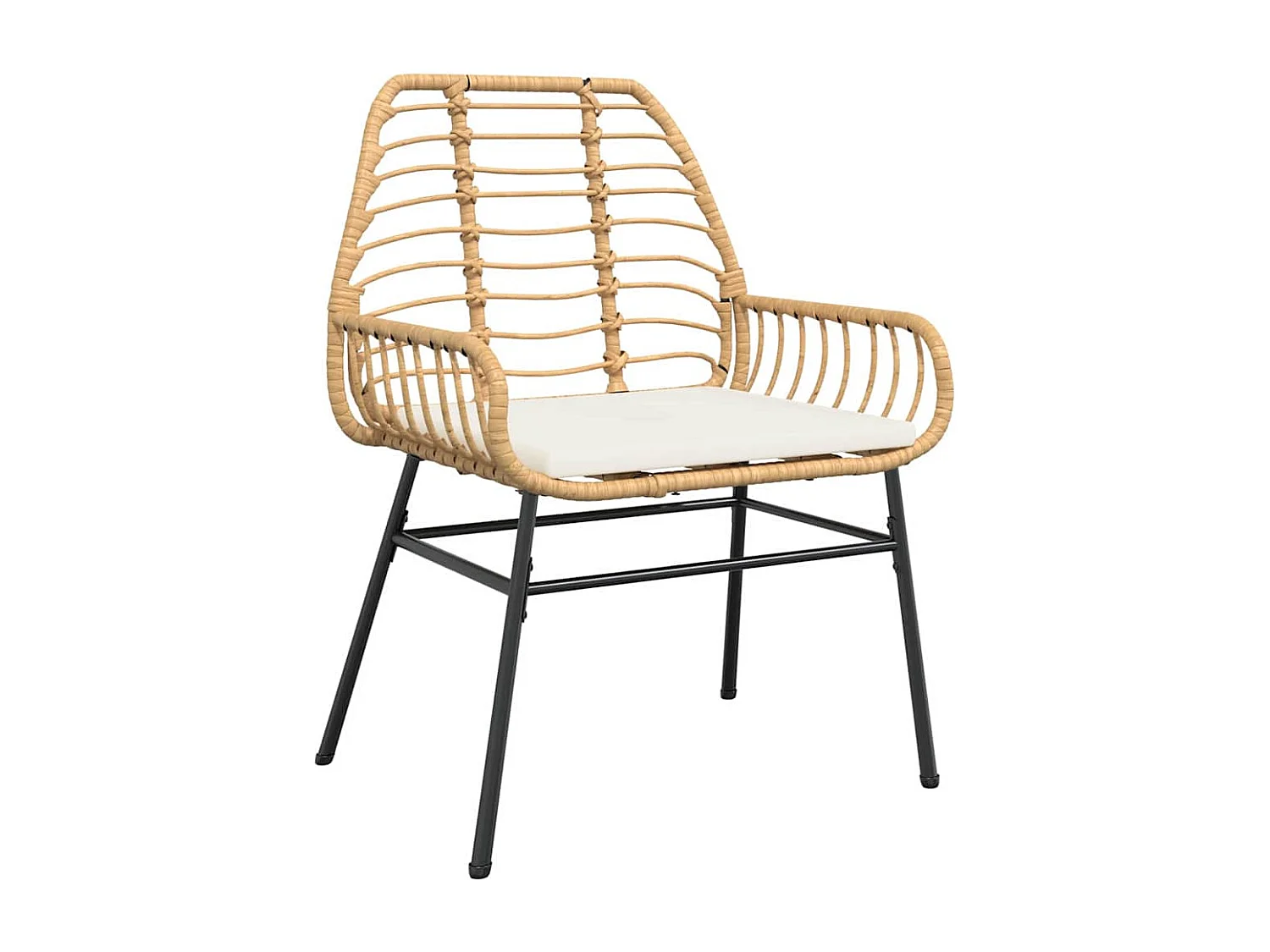 Ensemble de salle à manger de jardin 5 pièces avec coussins Marron Poly Rattan