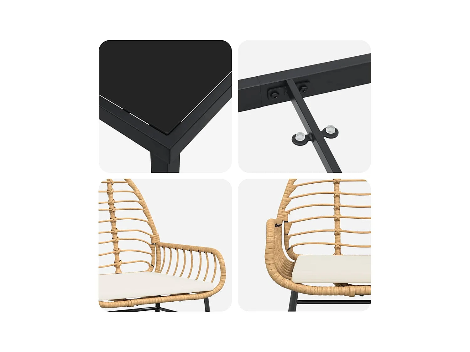 5-delige tuinset met kussens, bruin polyrotan