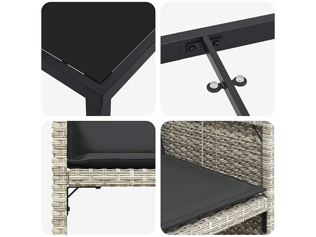 Ensemble de salle à manger de jardin 5 pièces avec coussins gris clair en rattan synthétique