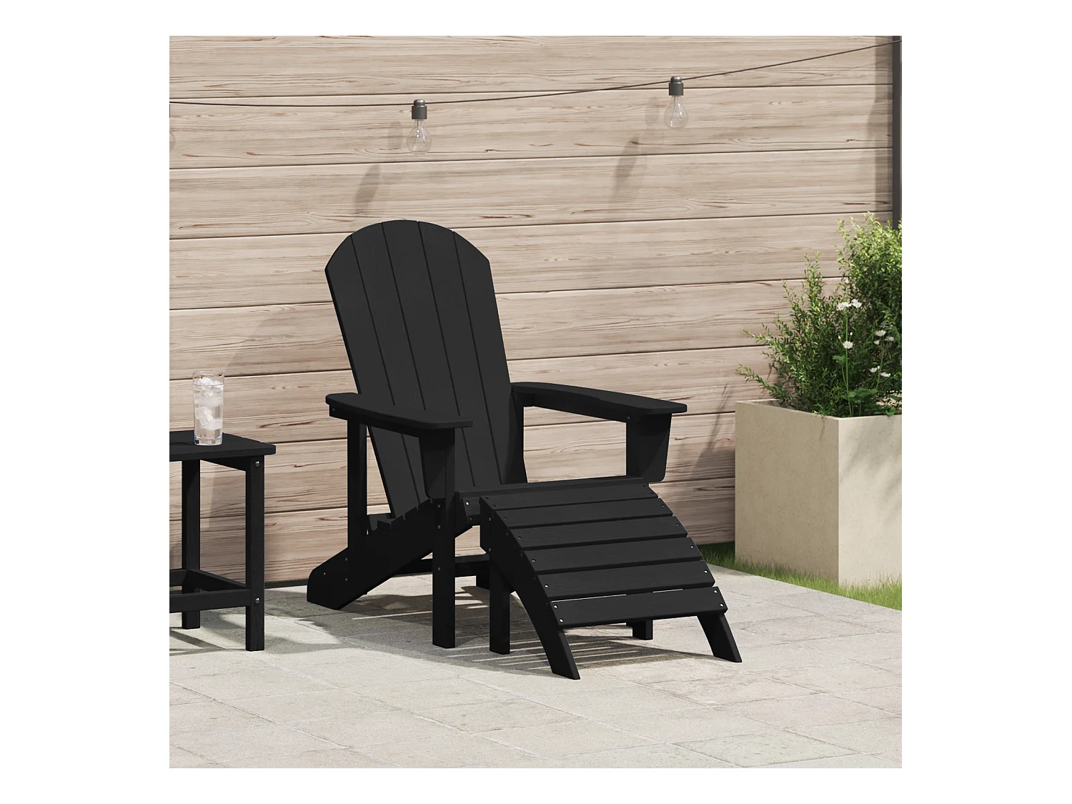 Chaise Adirondack avec repose-pieds noire HDPE