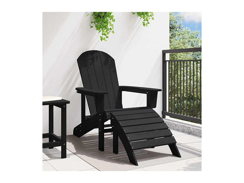 Chaise Adirondack avec repose-pieds noire HDPE