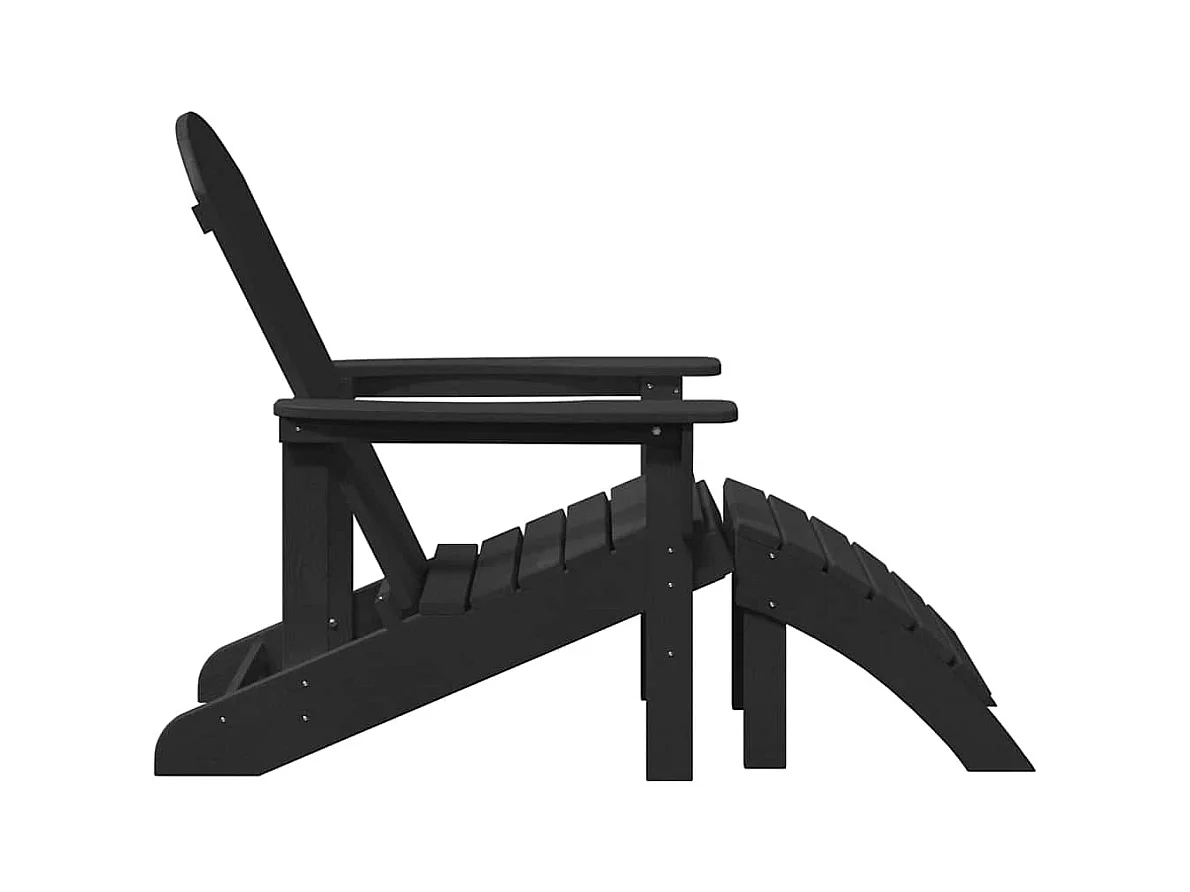 Chaise Adirondack avec repose-pieds noire HDPE