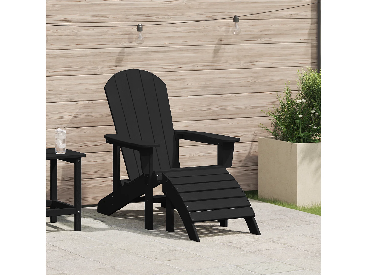 Chaise Adirondack avec repose-pieds noire HDPE