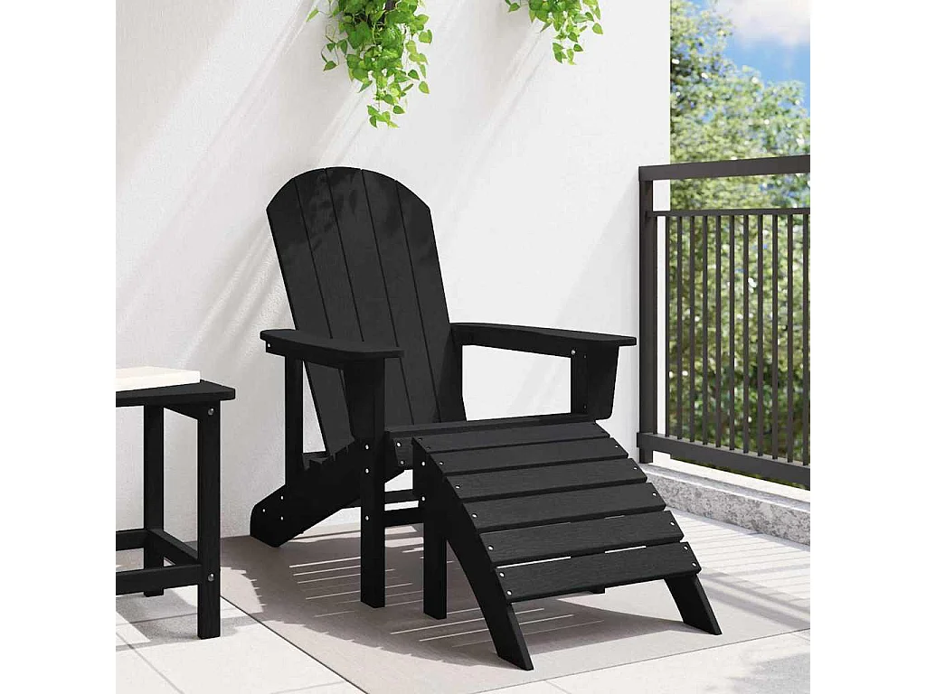 Chaise Adirondack avec repose-pieds noire HDPE