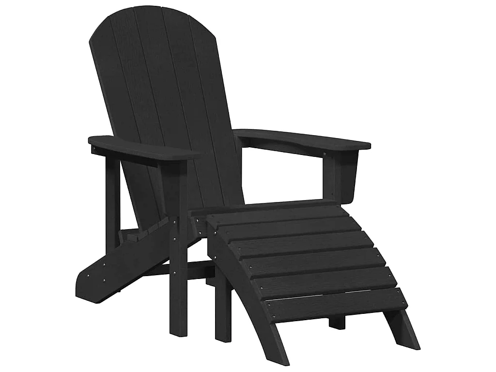Chaise Adirondack avec repose-pieds noire HDPE