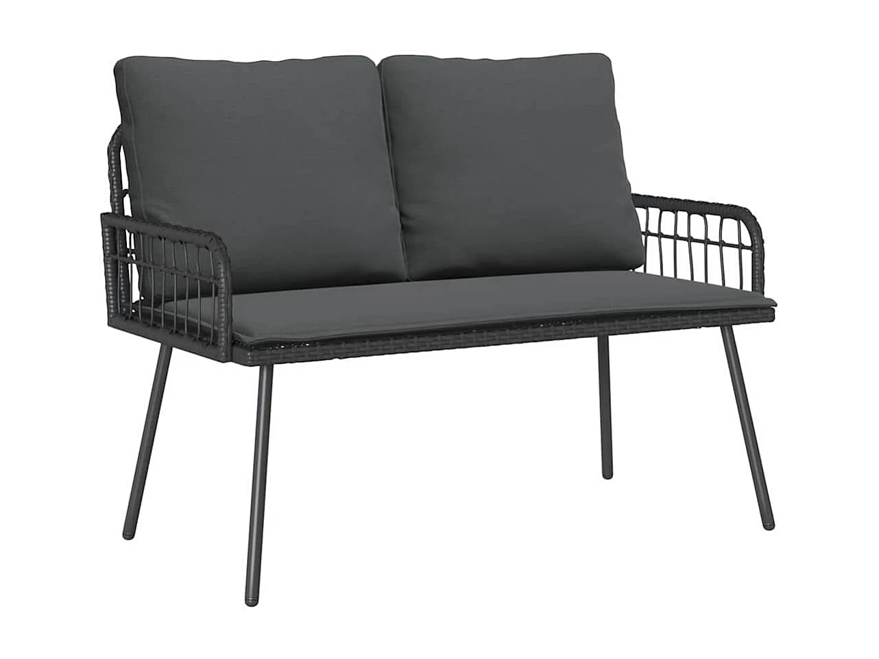 Ensemble de salle à manger jardin avec coussins en poly rattan noir