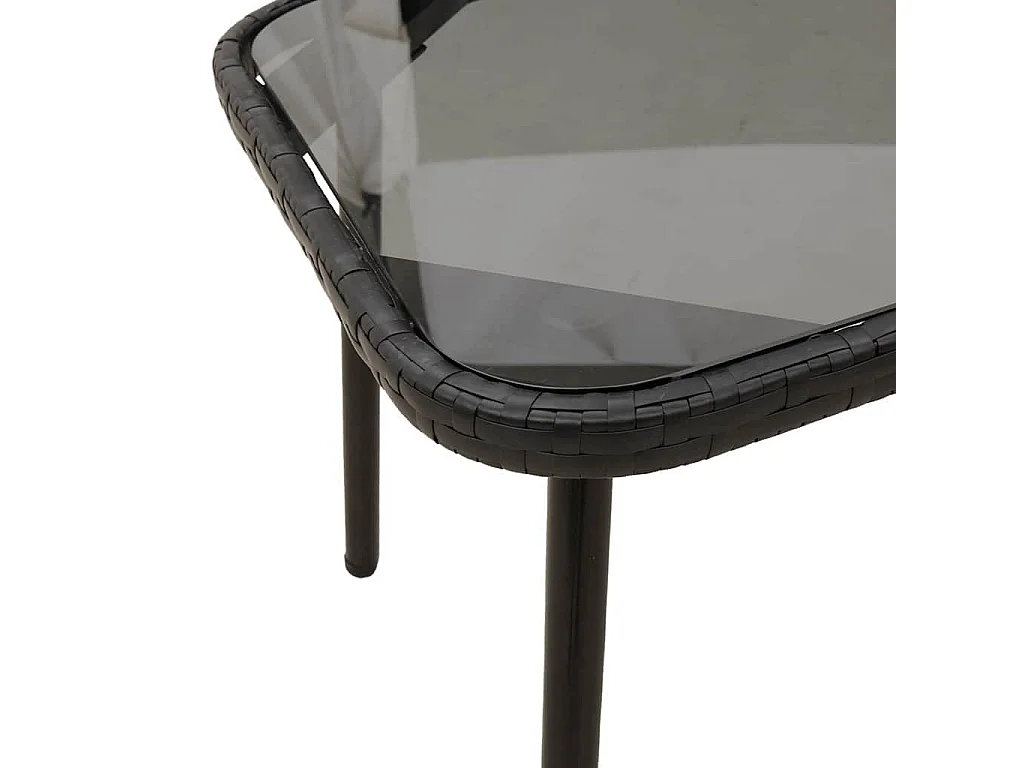 Ensemble de salle à manger jardin avec coussins en poly rattan noir