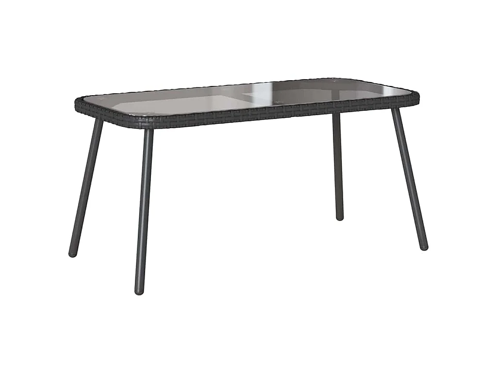Ensemble de salle à manger jardin avec coussins en poly rattan noir