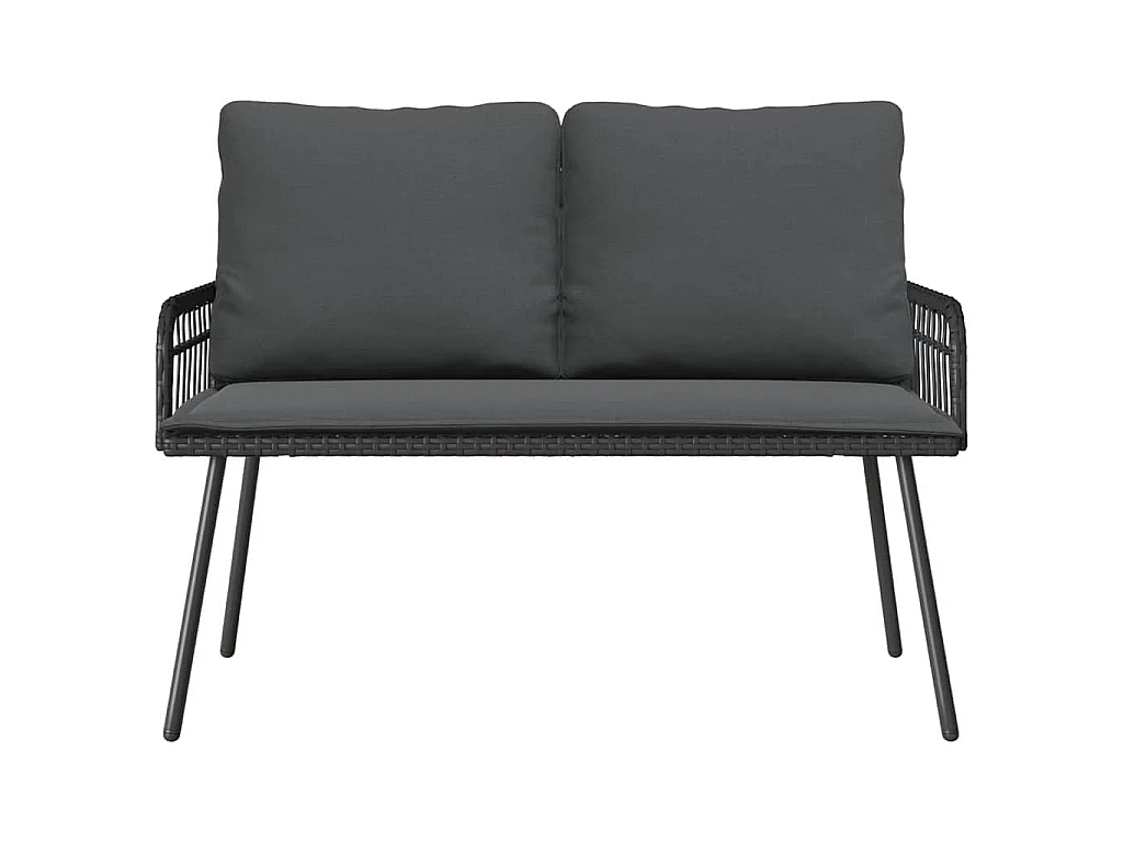 Ensemble de salle à manger jardin avec coussins en poly rattan noir
