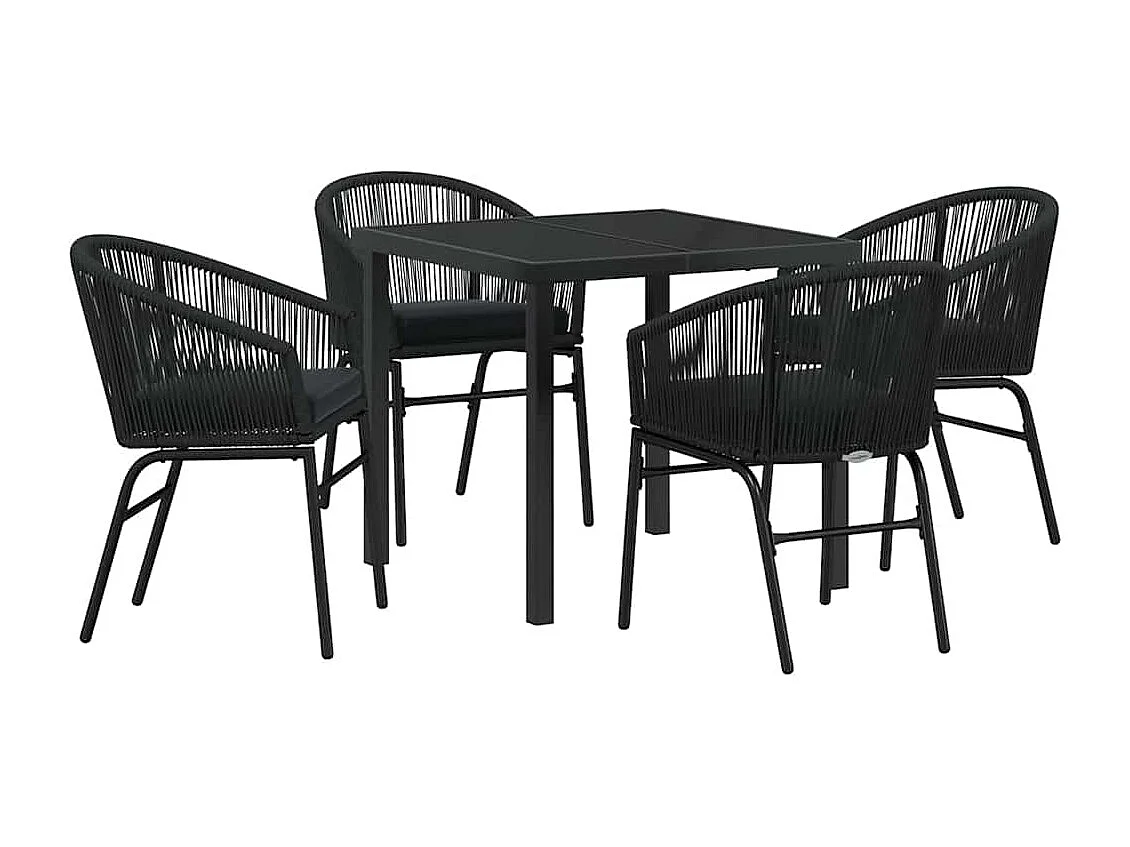Juego de comedor de jardín de 5 piezas - Ratán sintético negro