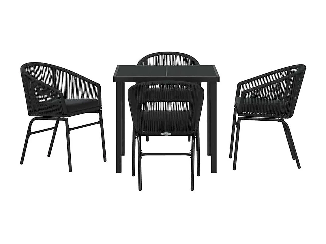Juego de comedor de jardín de 5 piezas - Ratán sintético negro