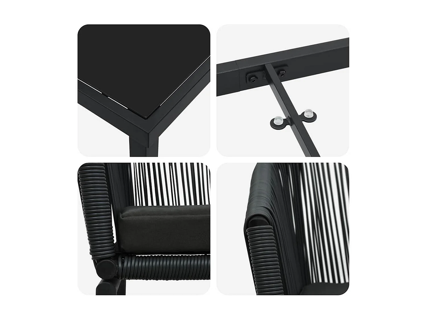Juego de comedor de jardín de 5 piezas - Ratán sintético negro